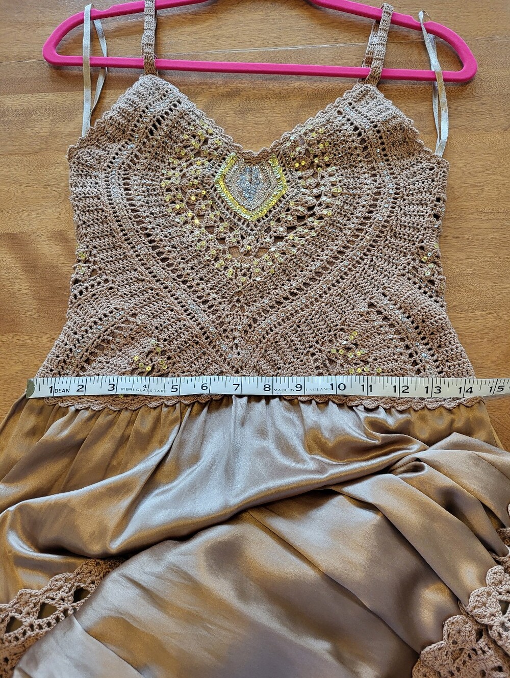 NWT Silk BCBG Maxazaria Boho Crochet Maxi Sequin Embellished Dress - Picture 12 of 16